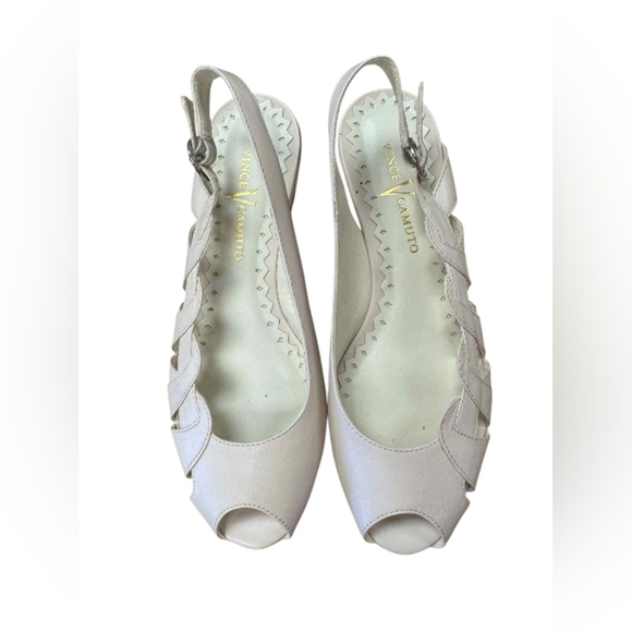 Vince Camuto Wedge Pale Pink Slip On Strappy Size 6B 36 EUC - Picture 5 of 7